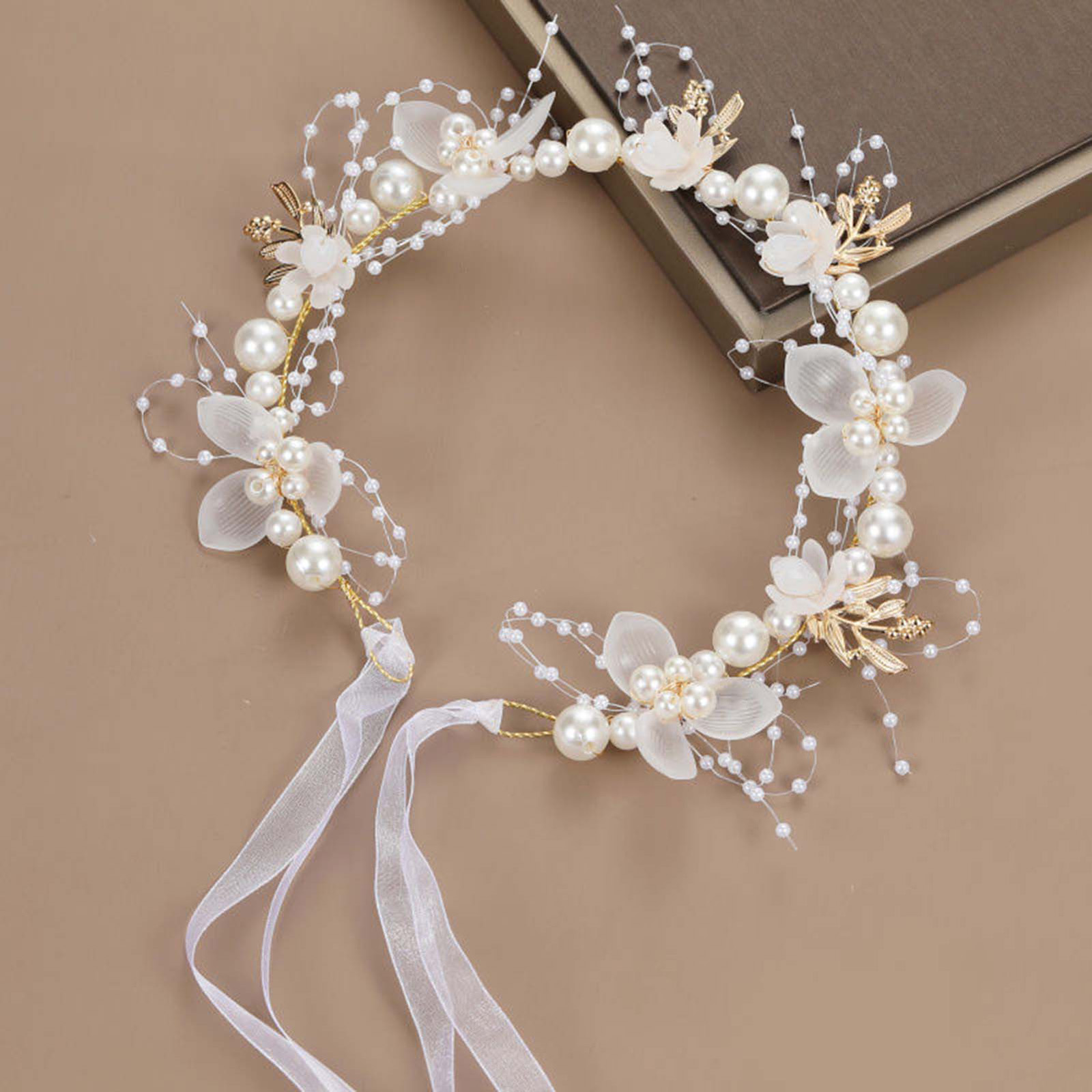 Wedding Arch Flower - 진주 꽃 머리띠 신부 웨딩 헤어