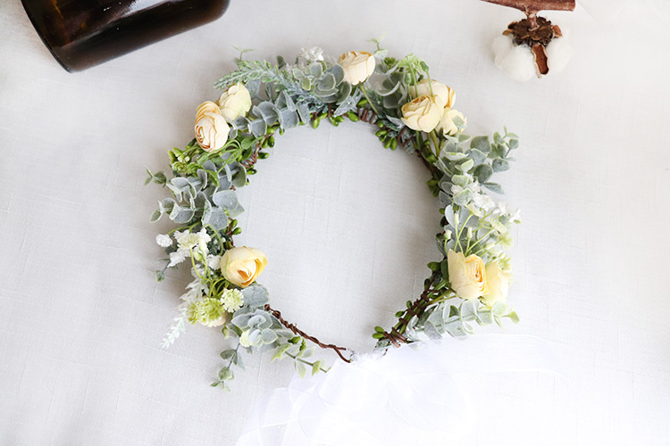 새로운 동백 꽃 화환 크라운 축제 머리띠 여성 헤어 액 - Wedding Arch Flower 리뷰 및 가격