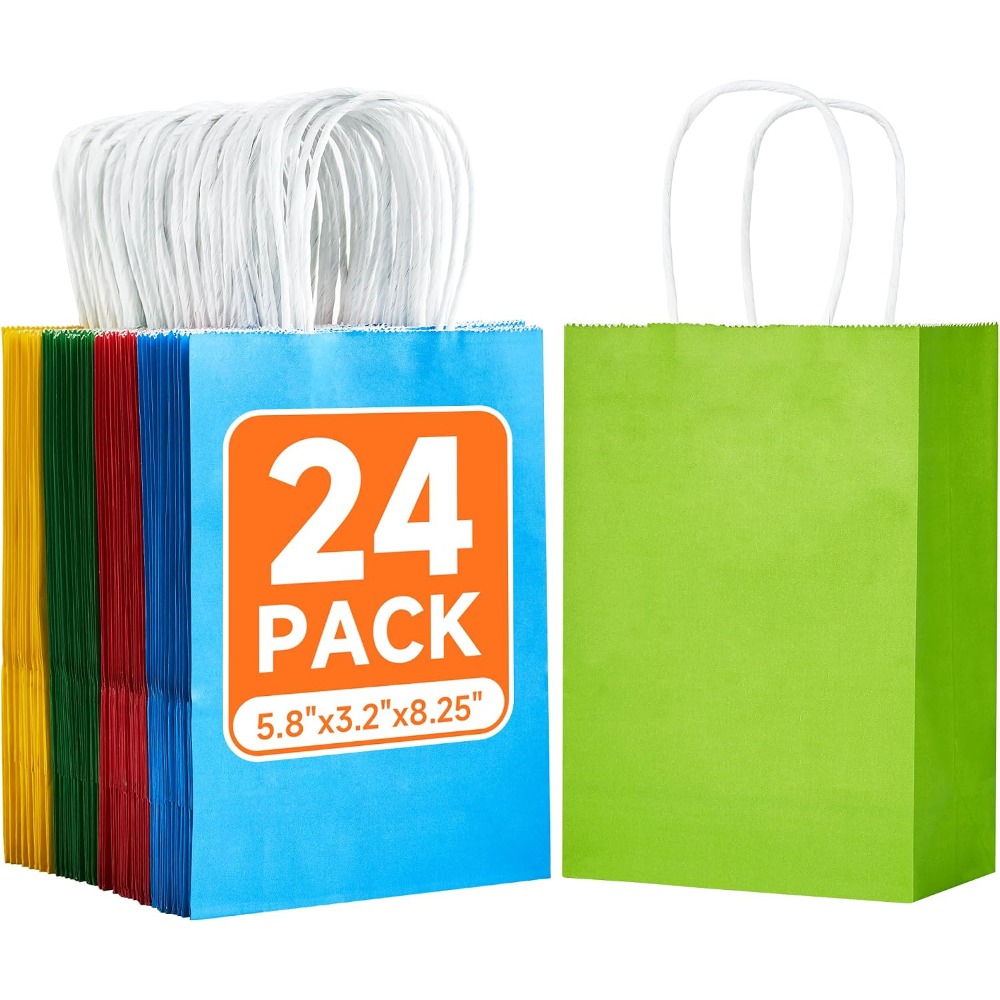 24개입 작은 무지개색 크라프트 종이 선물 가방 손잡이 - Wedding Supply In Bulk 리뷰 및 가격