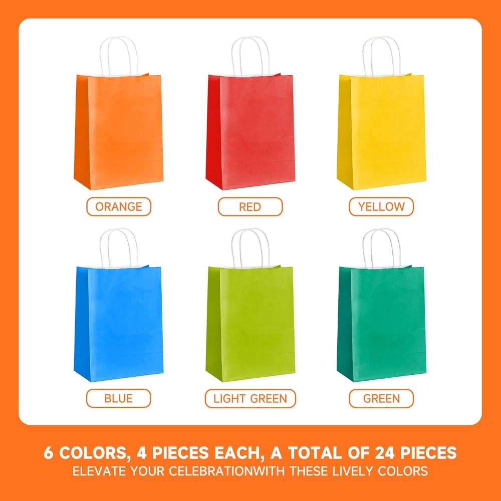 24개입 작은 무지개색 크라프트 종이 선물 가방 손잡이 - Wedding Supply In Bulk 리뷰 및 가격