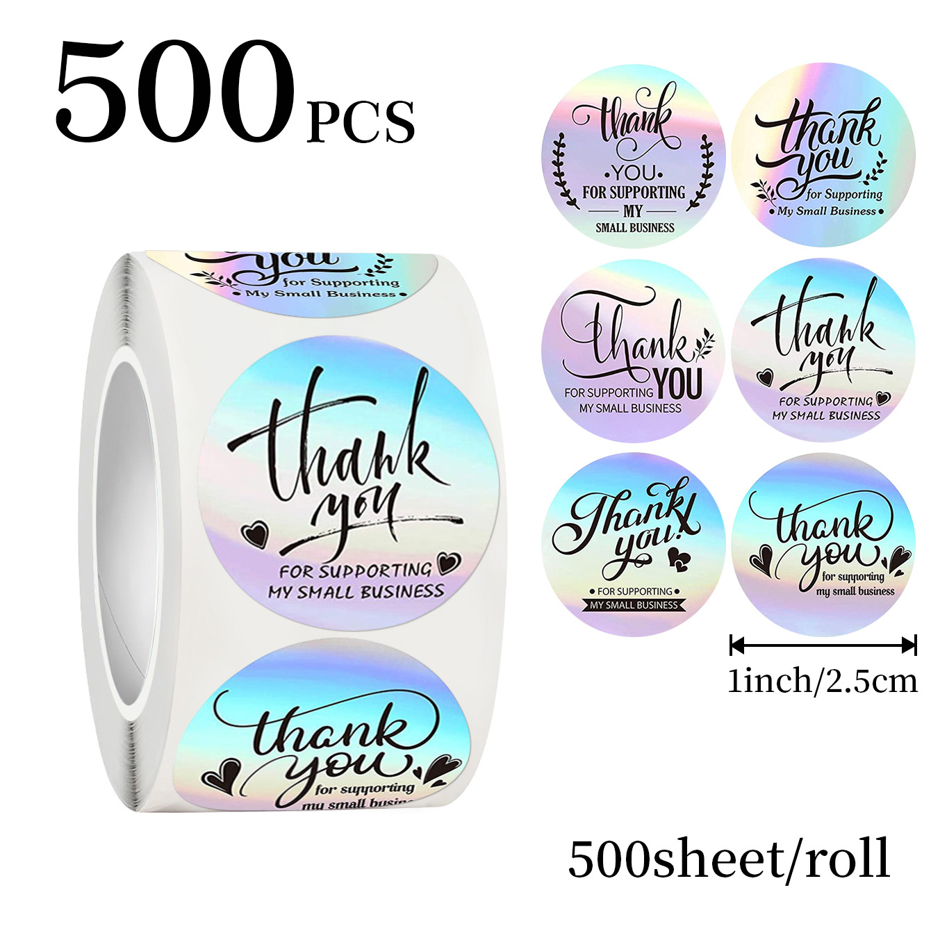 JCAC 500개/롤 1인치 홀로그램 감사 스티커, 자 - Wedding Favor Box 리뷰 및 가격