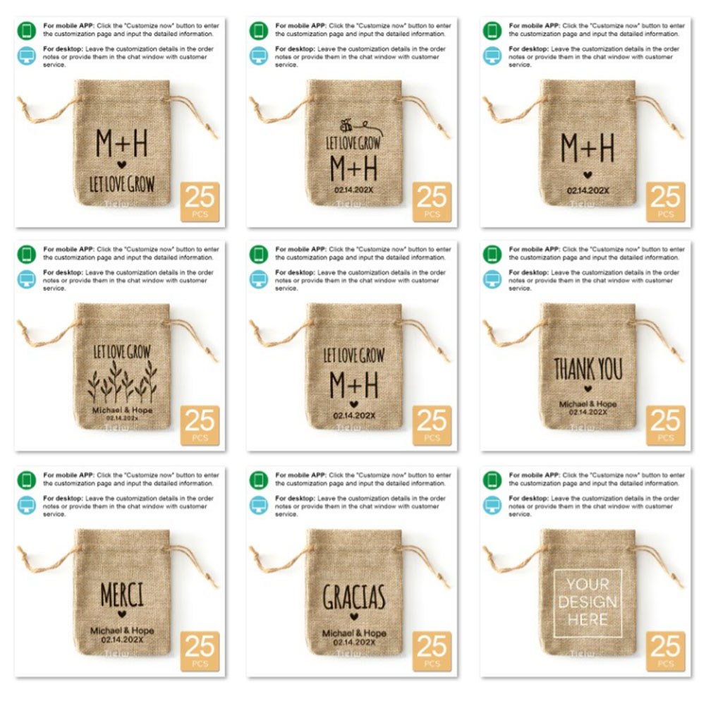 25PCS-개인화 된 삼베 결혼식 호의 가방 결혼식 파 - Wedding Supply List 리뷰 및 가격