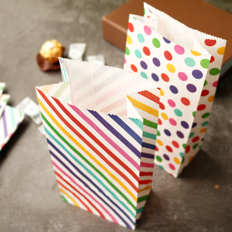 작은 종이 가방 무지개 인쇄 사탕 쿠키 가방 핑크 블루 - Wedding Favor Box 리뷰 및 가격