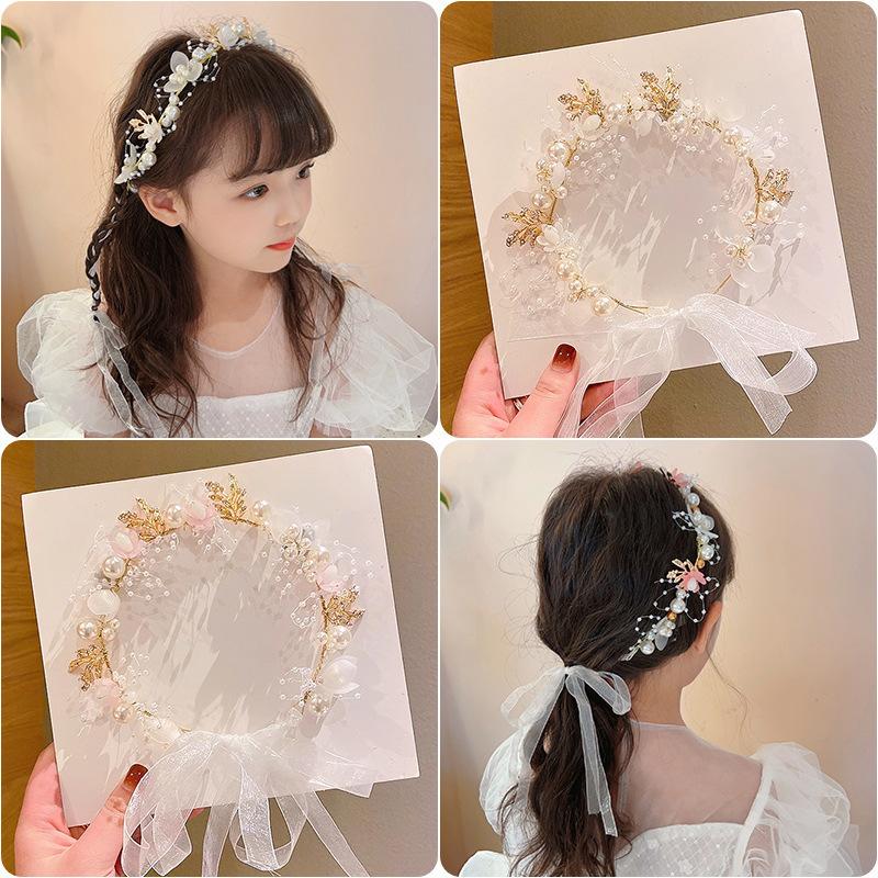 플라워 걸 헤드피스 수제 어린이 꽃 왕관 부드럽고 통기 - Wedding Arch Flower 리뷰 및 가격