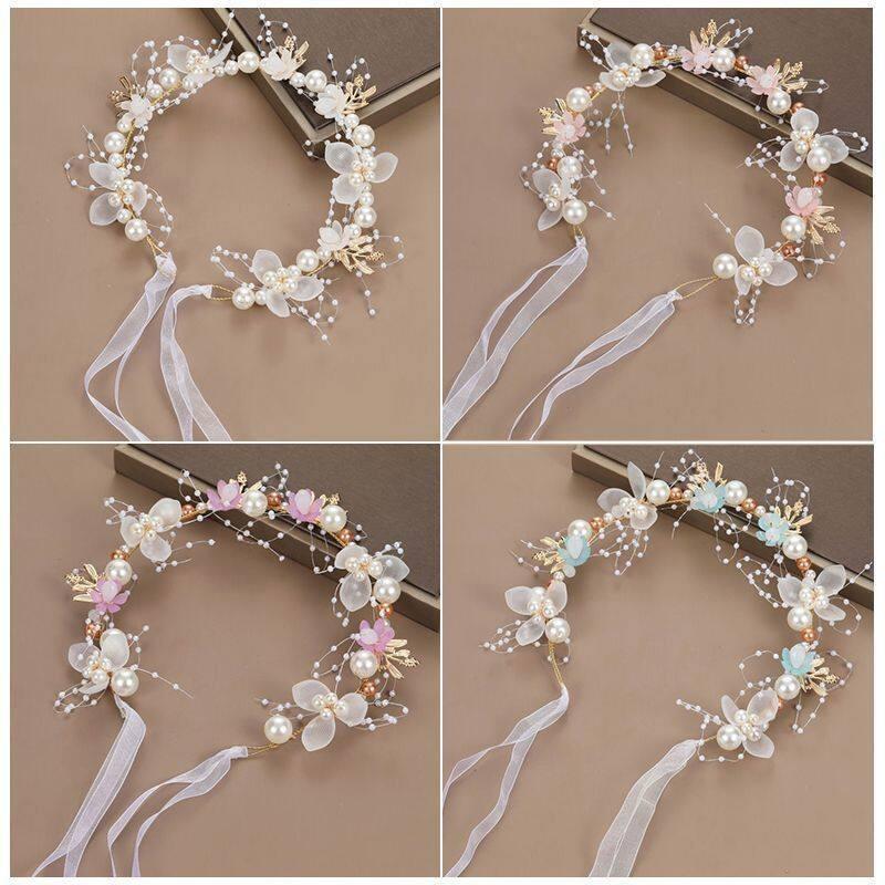 플라워 걸 헤드피스 수제 어린이 꽃 왕관 부드럽고 통기 - Wedding Arch Flower 리뷰 및 가격