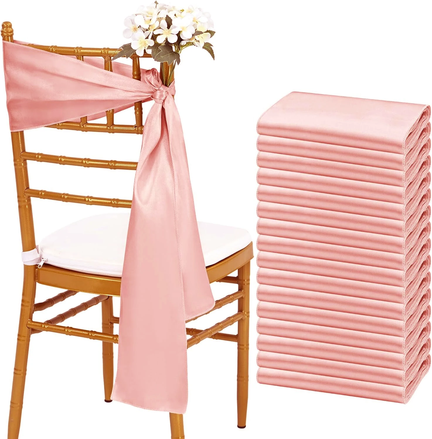 도매 10/50개 새틴 의자 장식 리본 웨딩 의자 매듭 - Wedding Supply Wholesale 리뷰 및 가격
