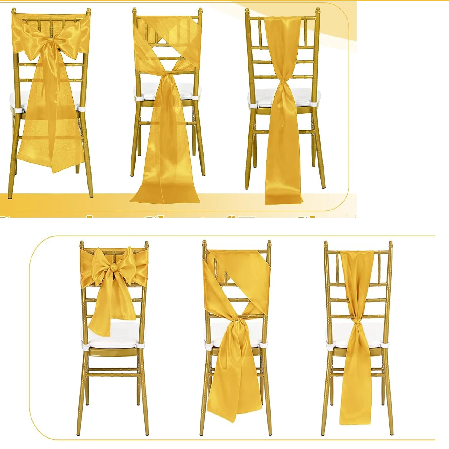 도매 10/50개 새틴 의자 장식 리본 웨딩 의자 매듭 - Wedding Supply Wholesale 리뷰 및 가격