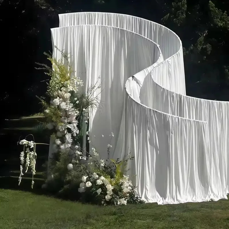 S자형 웨딩 무대 배경 꽃 아치 곡선 배경 웰컴 프레임 - Wedding Backdrop Curtain 리뷰 및 가격